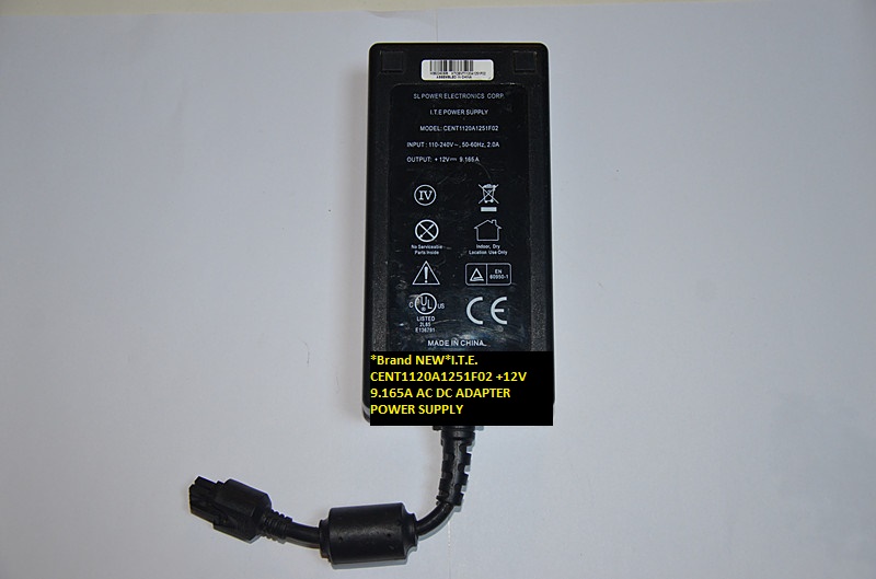 *Brand NEW*I.T.E. +12V 9.165A CENT1120A1251F02 AC DC ADAPTER POWER SUPPLY